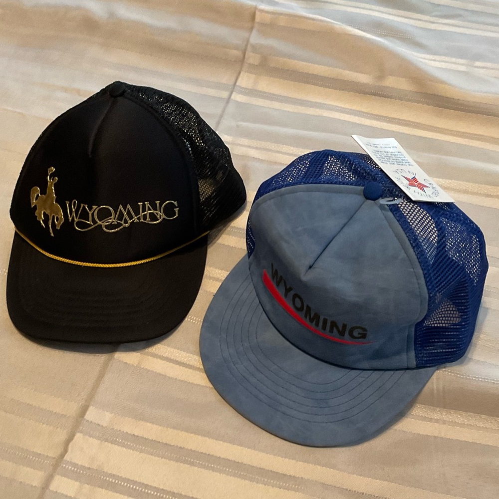 Vintage Bundle of 2 Baseball Caps State of Wyoming